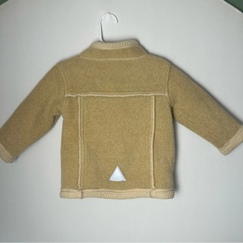 L.L Bean Full Zip Fleece Sherpa Toddler Jacket Unisex 2T  Tan Pockets Cottage